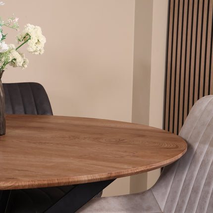 Eettafel Ronsi rond 120cm bruin MDF