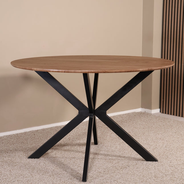 Eettafel Ronsi rond 120cm bruin MDF