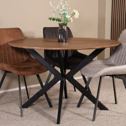 Eettafel Ronsi rond 120cm bruin MDF