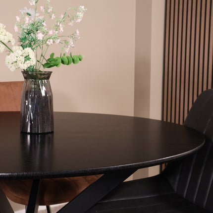 Eettafel Ronsi rond 120cm zwart MDF