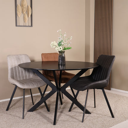 Eettafel Ronsi rond 120cm zwart MDF
