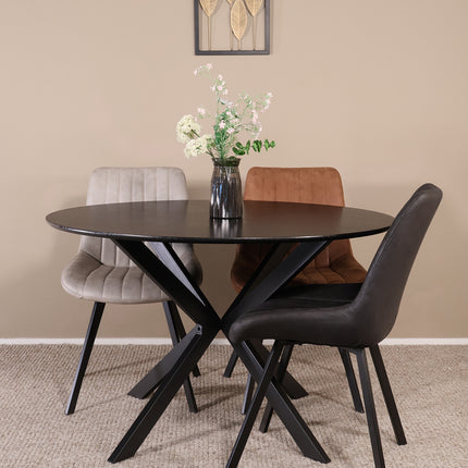 Eettafel Ronsi rond 120cm zwart MDF