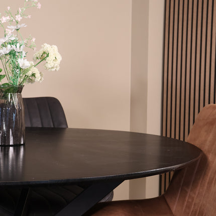 Eettafel Ronsi rond 130cm zwart MDF