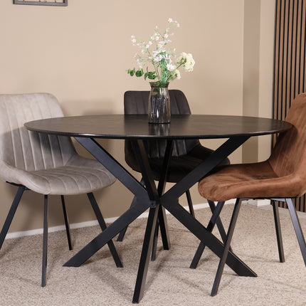 Eettafel Ronsi rond 130cm zwart MDF