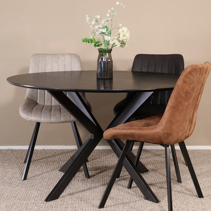 Eettafel Ronsi rond 130cm zwart MDF