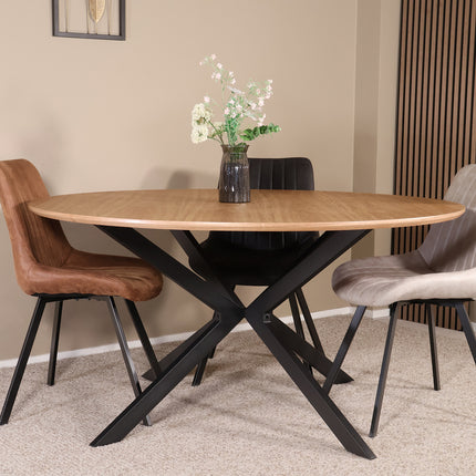 Eettafel Ronsi rond 150cm bruin MDF