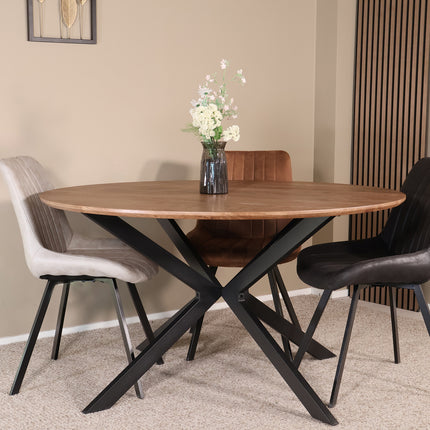 Eettafel Ronsi rond 140cm bruin MDF