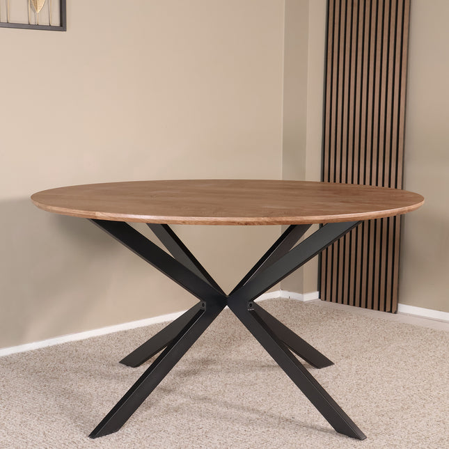 Eettafel Ronsi rond 140cm bruin MDF