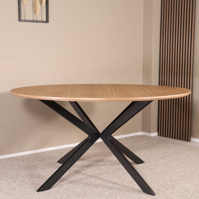 Eettafel Ronsi rond 150cm bruin MDF