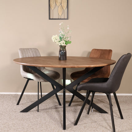 Eettafel Ronsi rond 140cm bruin MDF