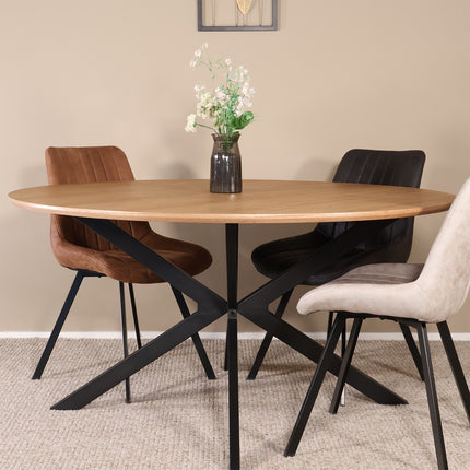 Eettafel Ronsi rond 150cm bruin MDF