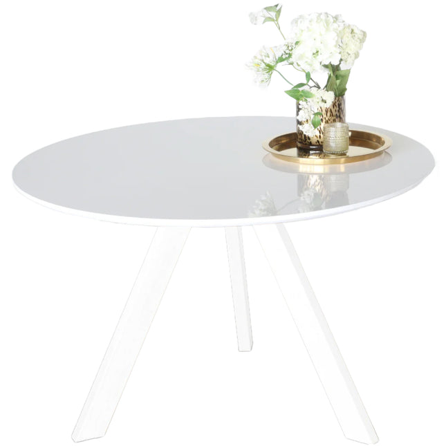 Eettafel met witte poten Ronsi rond 120cm wit MDF