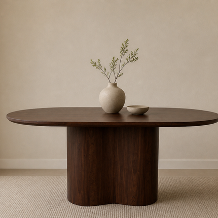 Eettafel Japandi ovaal walnoot MDF 180cm Rumi