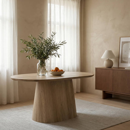 Eettafel Japandi ovaal Saga 160cm lichtbruin MDF
