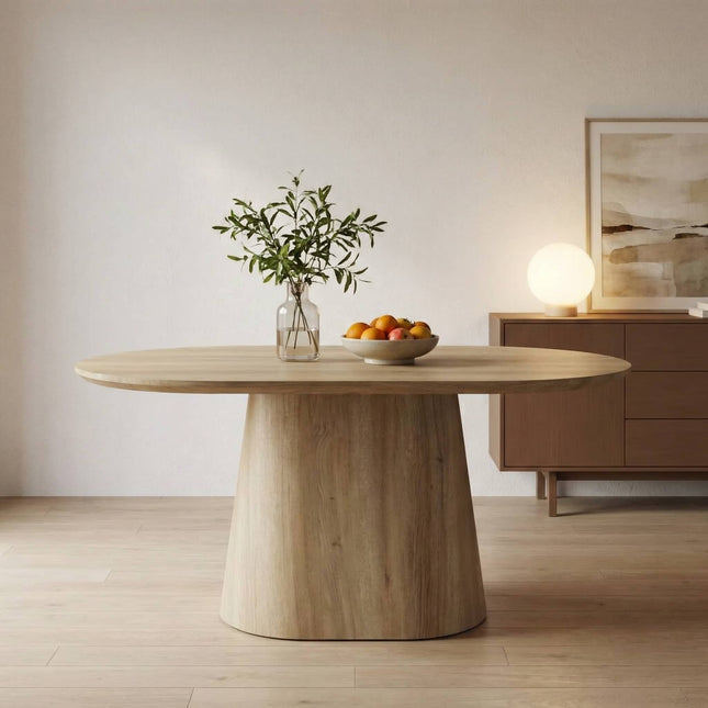 Eettafel Japandi ovaal Saga 160cm lichtbruin MDF