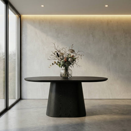 Eettafel Japandi ovaal Saga 160cm zwart MDF