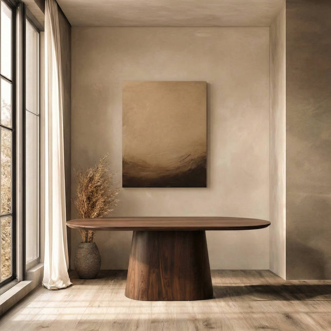 Eettafel Japandi ovaal Saga 180cm walnoot MDF