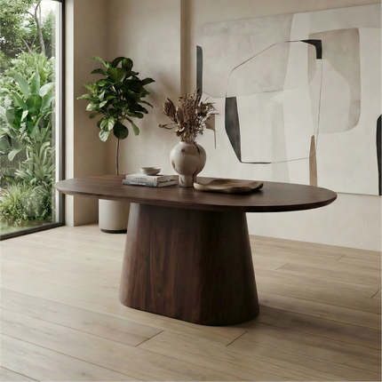 Eettafel Japandi ovaal Saga 180cm walnoot MDF