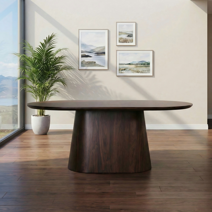 Eettafel Japandi ovaal Saga 180cm walnoot MDF