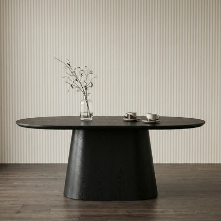 Eettafel Japandi ovaal Saga 180cm zwart MDF