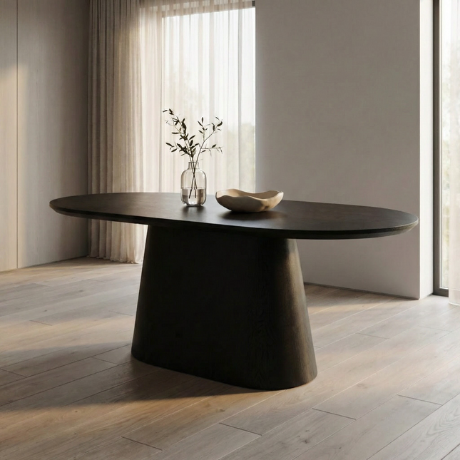 Eettafel Japandi ovaal Saga 180cm zwart MDF