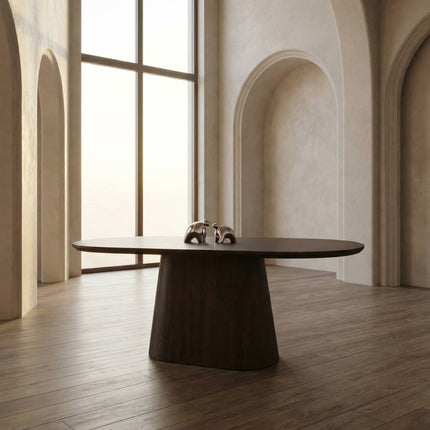 Eettafel Japandi ovaal Saga 210cm walnoot MDF