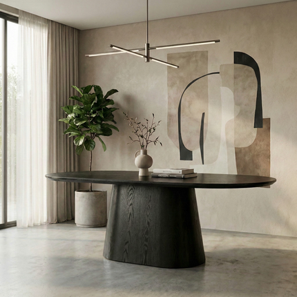 Eettafel Japandi ovaal Saga 210cm zwart MDF