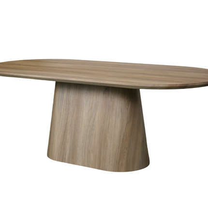 Eettafel Japandi ovaal Saga 210cm lichtbruin MDF