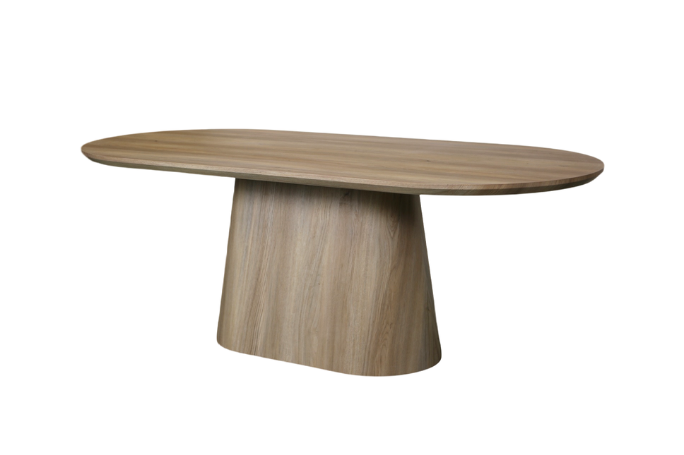 Eettafel Japandi ovaal Saga 210cm lichtbruin MDF