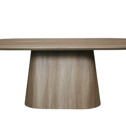 Eettafel Japandi ovaal Saga 210cm lichtbruin MDF