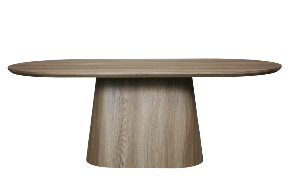 Eettafel Japandi ovaal Saga 210cm lichtbruin MDF