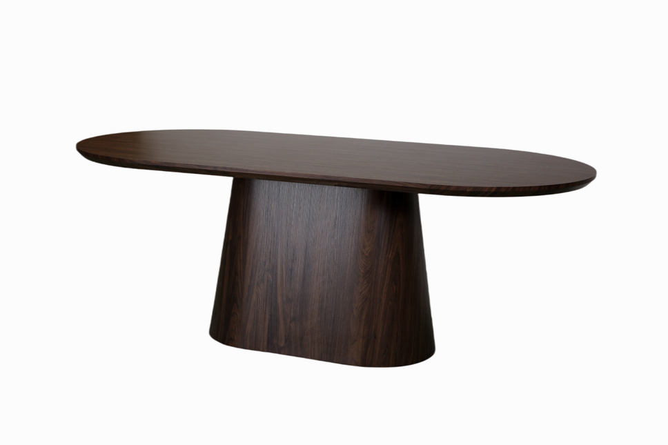 Eettafel Japandi ovaal Saga 210cm walnoot MDF