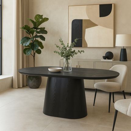 Eettafel Japandi ovaal Saga 160cm zwart MDF