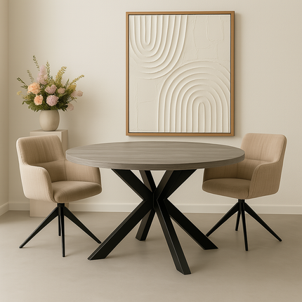 Eettafel Sanne rond 120cm grijs melamine