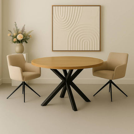 Eettafel Sanne rond 120cm lichtbruin melamine