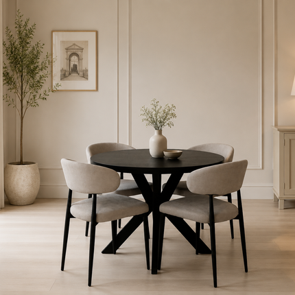 Eettafel Sanne rond 100cm zwart melamine