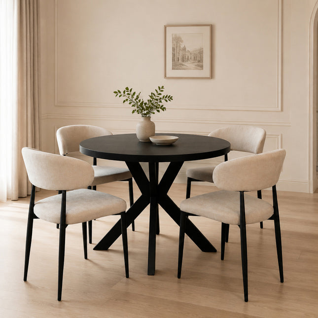 Eettafel Sanne rond 100cm zwart melamine