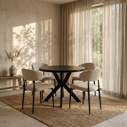 Eettafel Sanne rond 100cm zwart melamine