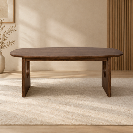 Eettafel Japandi deens ovaal Sano 200cm walnoot MDF