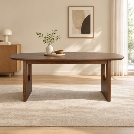 Eettafel Japandi deens ovaal Sano 200cm walnoot MDF