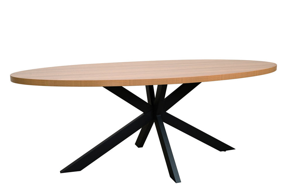 Eettafel ovaal melamine 240cm Tommy lichtbruin ovale tafel