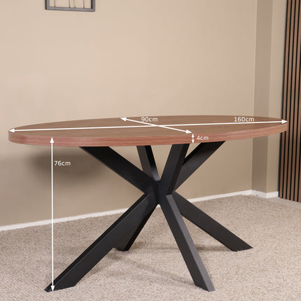 Eettafel Tommy ovaal 160cm bruin melamine