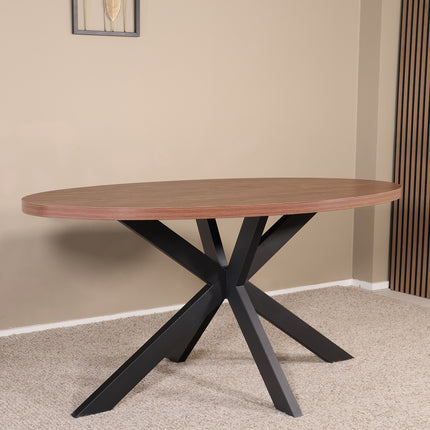 Eettafel Tommy ovaal 160cm bruin melamine