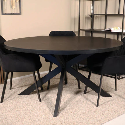 Eettafel Sanne rond 150cm zwart melamine