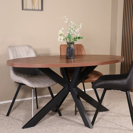 Eettafel Tommy ovaal 160cm bruin melamine