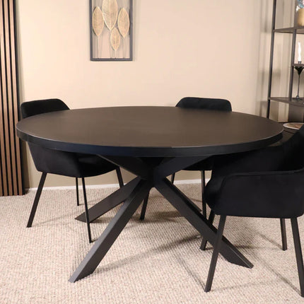 Eettafel Sanne rond 150cm zwart melamine