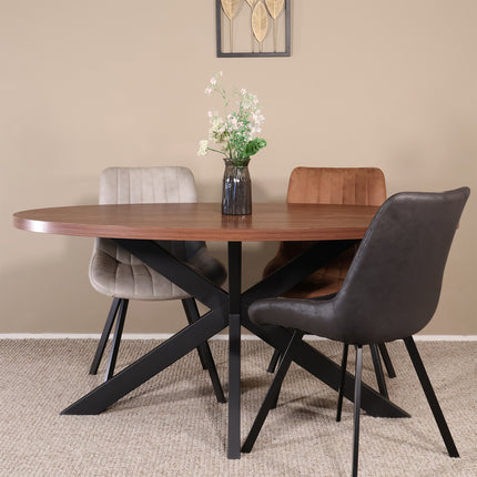 Eettafel Tommy ovaal 160cm bruin melamine