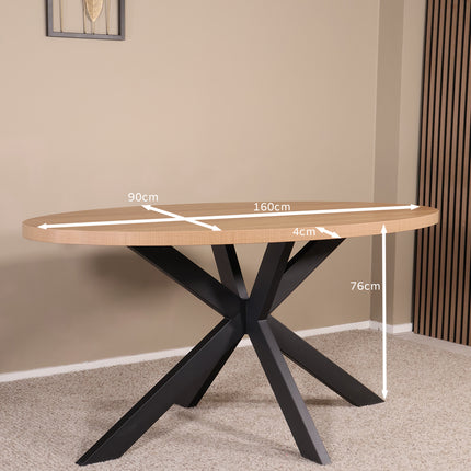 Eettafel Tommy ovaal 160cm lichtbruin melamine