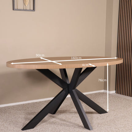 Eettafel Tommy ovaal 160cm lichtbruin melamine