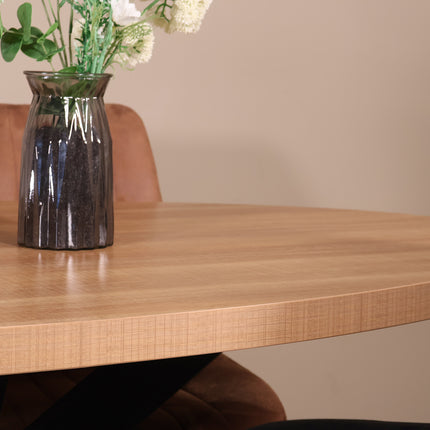 Eettafel Tommy ovaal 160cm lichtbruin melamine